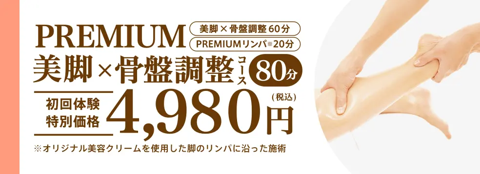 PREMIUM美脚×骨盤調整コース 0分初回体験特別価格　4,980円(税込)
